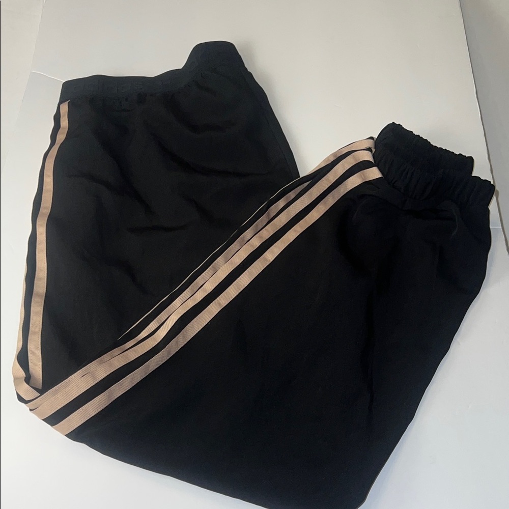 Adidas ] Women’s ] Black Joggers with Tan Side Stripes ] Size Large